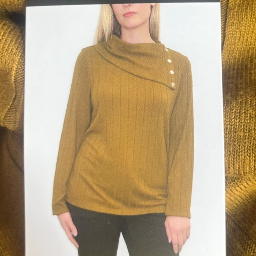 Rafaella Ribbed Knit Sweater Medium Golden‎ Brown New Pullover Fall Winter